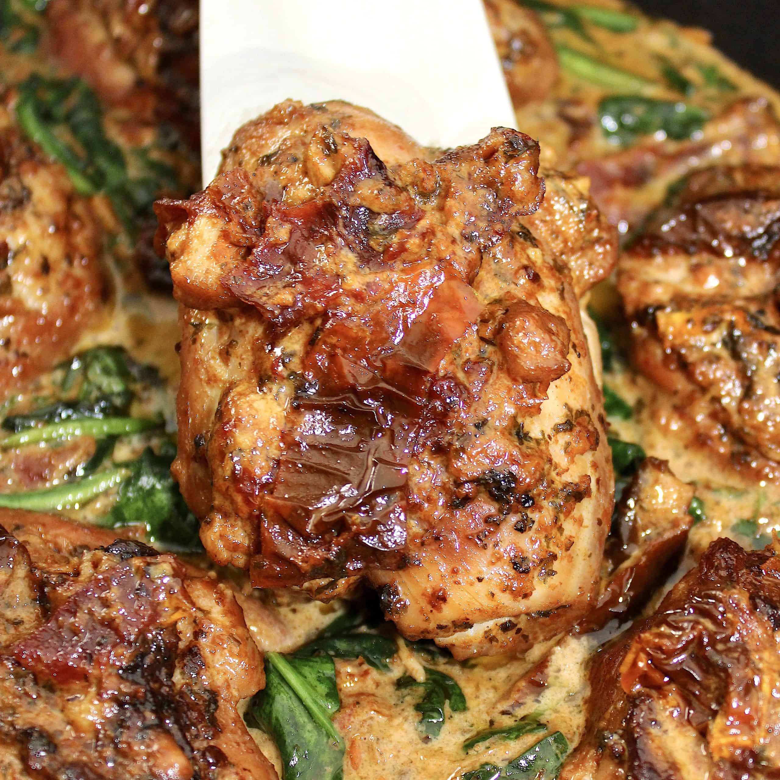 Slow Cooker Tuscan Chicken with Sun-Dried Tomato Spinach Cream Sauce