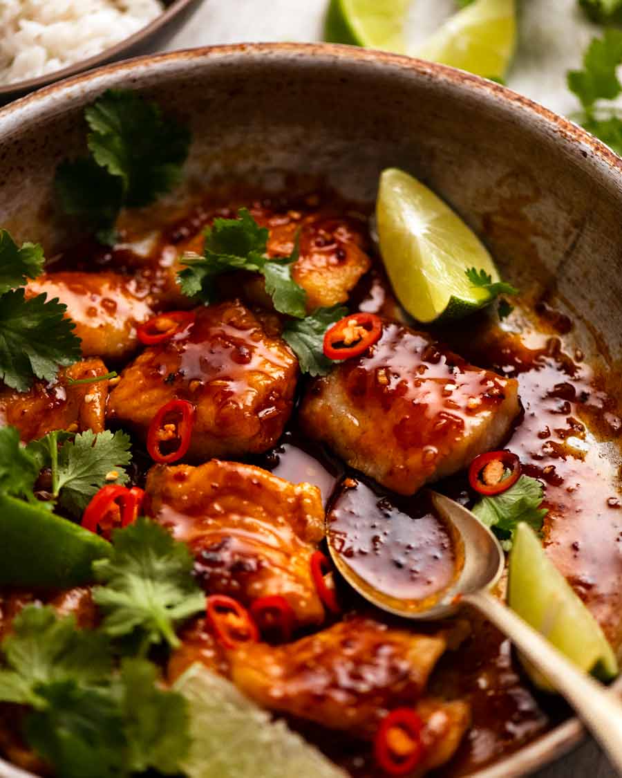 Chilli Lime Fish with Syrupy Spicy Lime Sauce