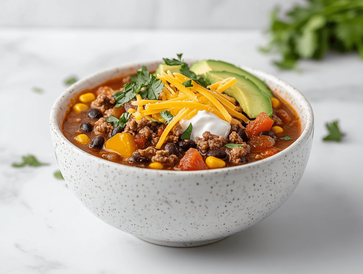 Taco Soup: A Hearty Blend of Ground Beef and Spicy Flavors