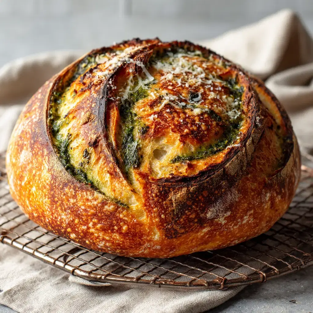 Pesto Parmesan Sourdough Bread