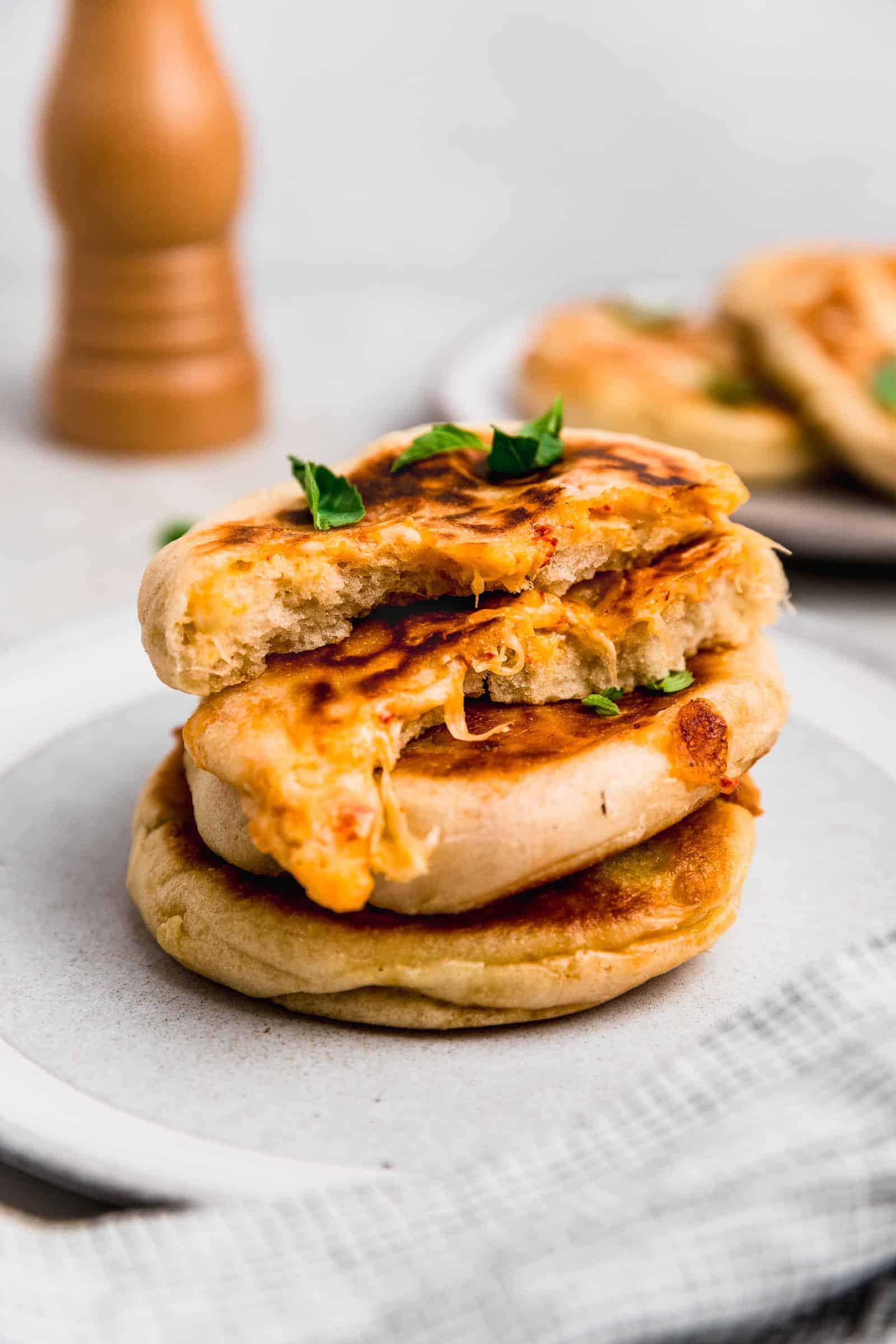 Cheese-Stuffed Pita Bread with Roasted Peppers