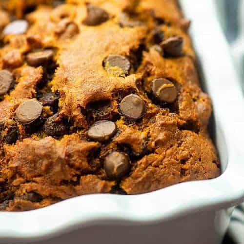 Chocolate Chip Pumpkin Bread With Warm Spice and Melted Chocolate