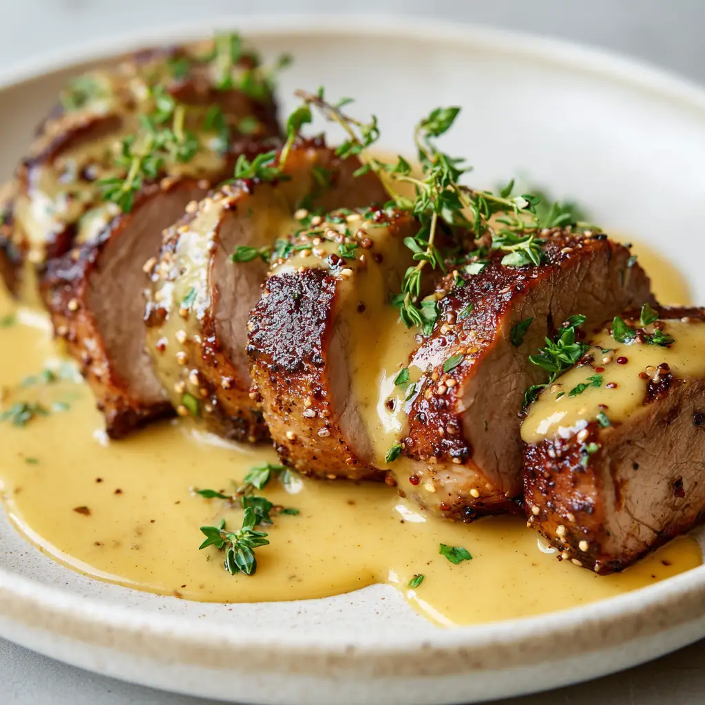 Pan-Seared Pork Tenderloin with Dijon Cream Sauce