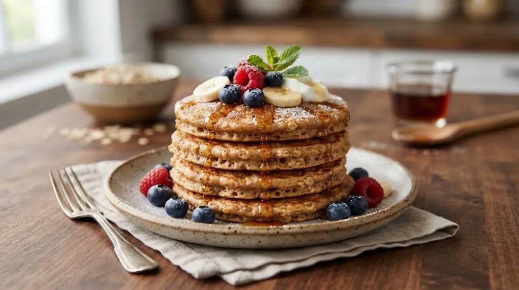 Banana Oat Protein Pancakes: Cozy and Fluffy Breakfast Option