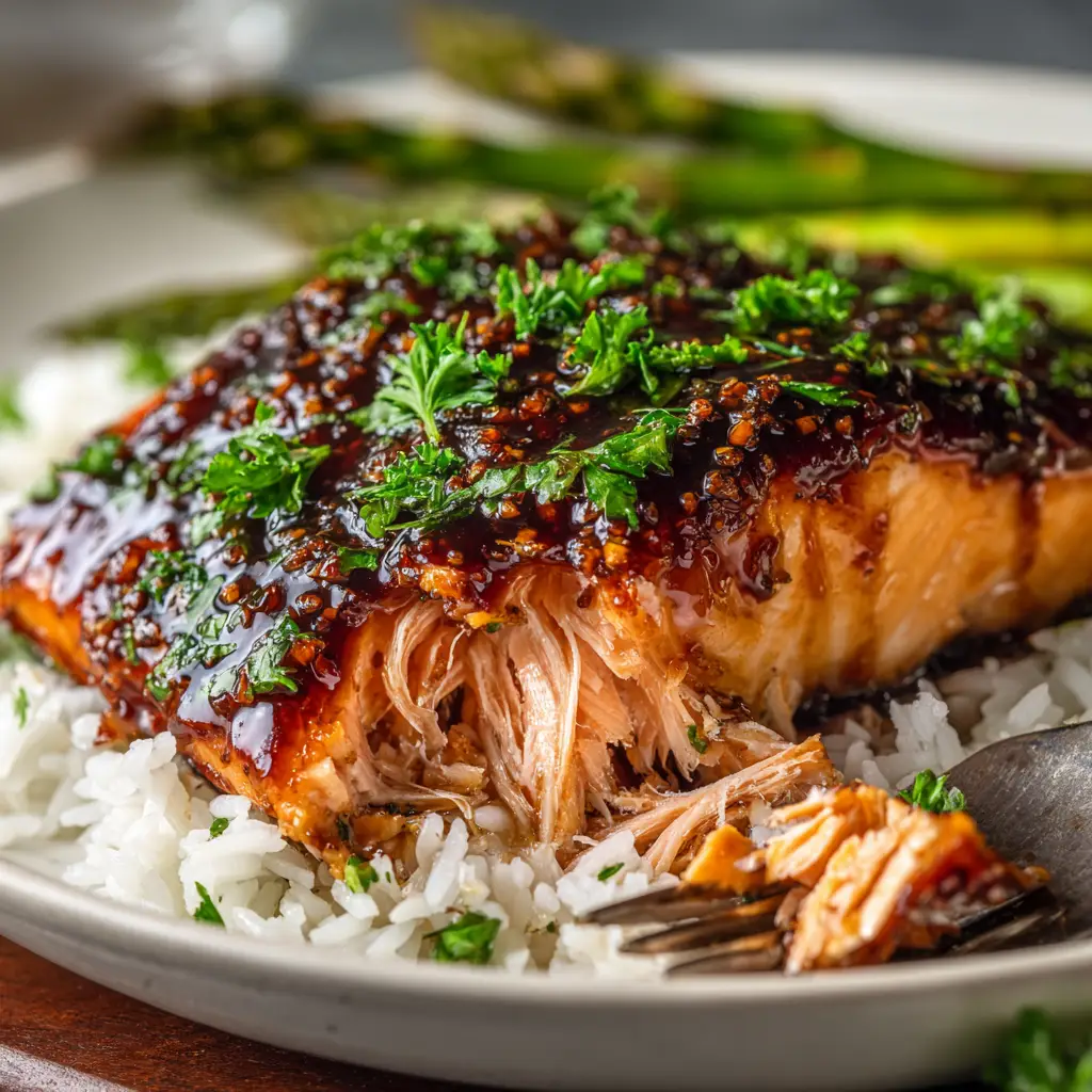 Brown Sugar Glazed Salmon with Garlic Soy Glaze