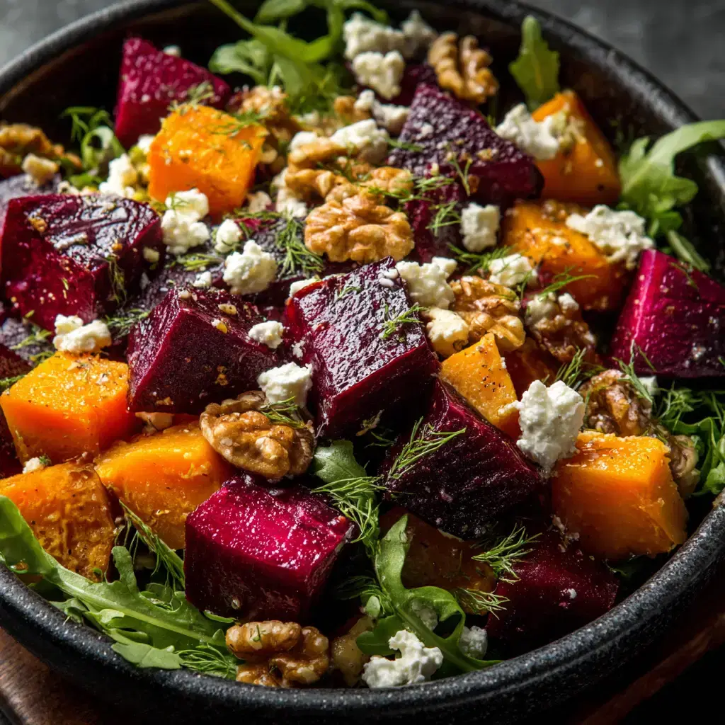 Roasted Beet and Sweet Potato Salad with Balsamic Vinaigrette