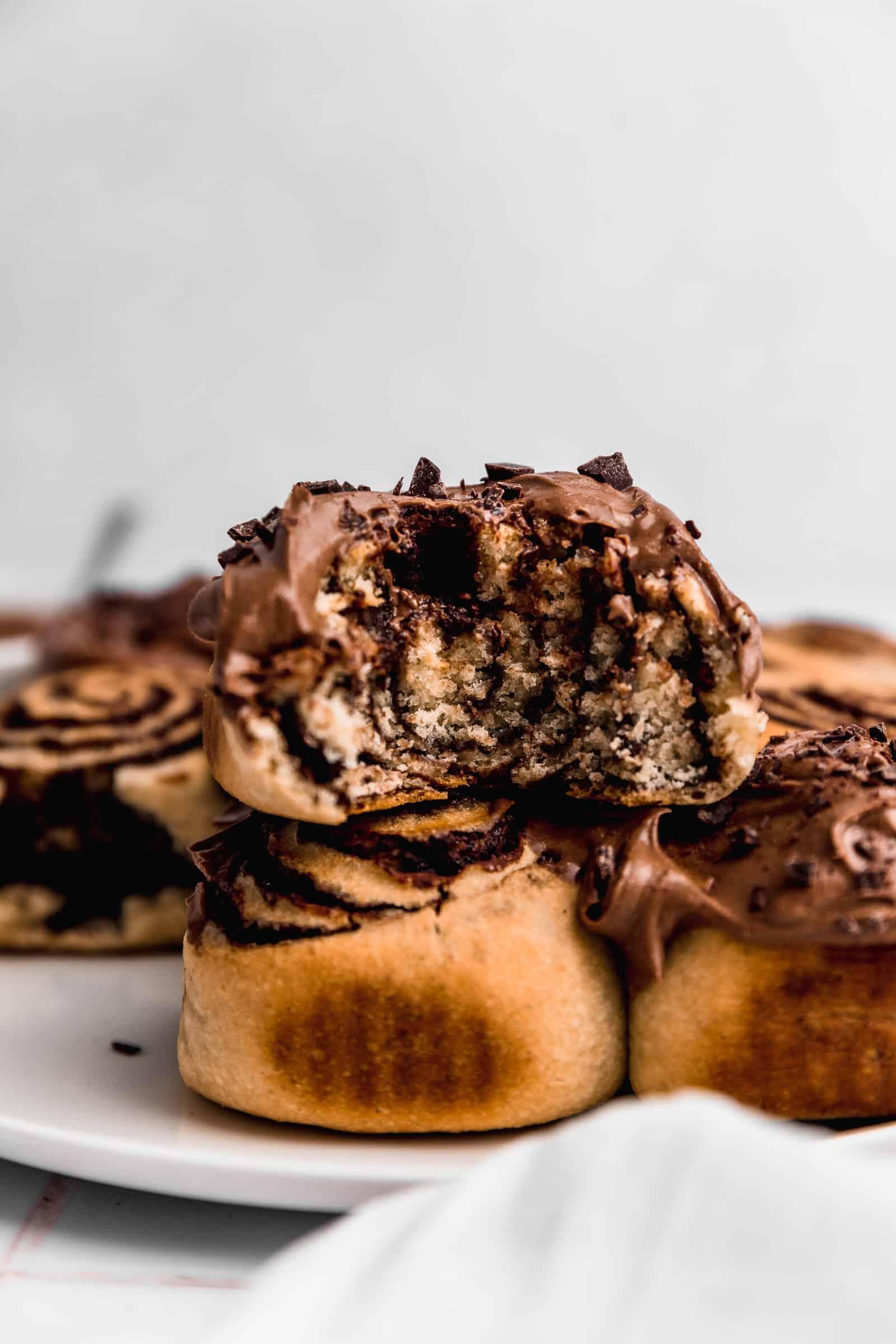 Fluffy Chocolate Cinnamon Rolls with Cream Cheese Frosting