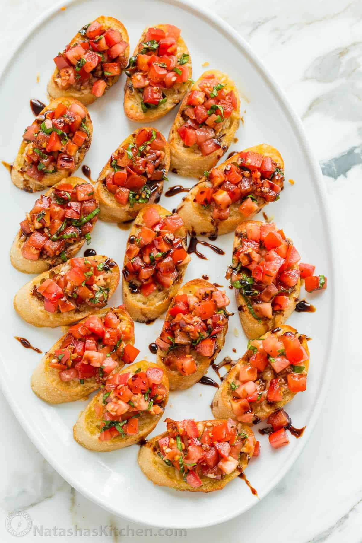 Classic Italian Bruschetta with Parmesan Toasts and Balsamic Glaze
