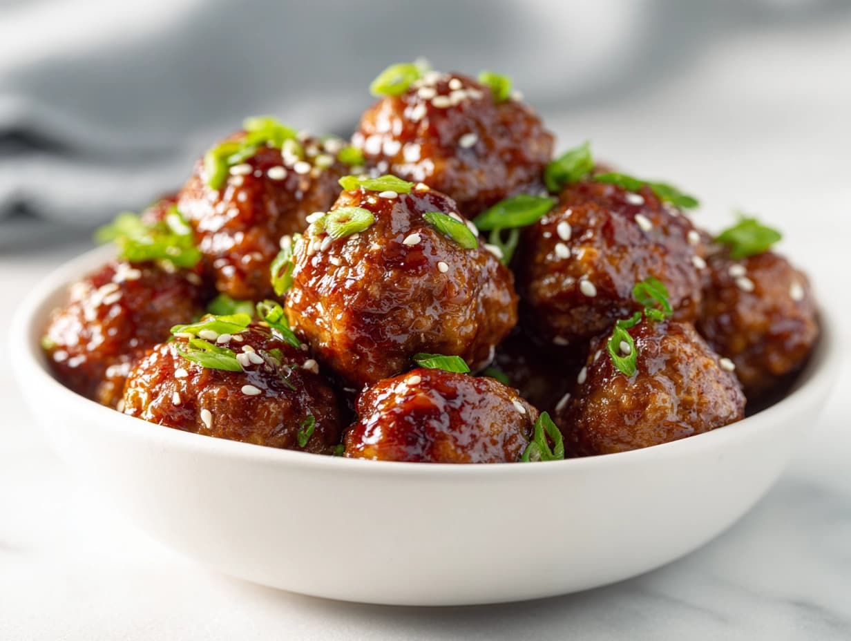 Crockpot Asian Meatballs with Sticky Hoisin-Soy Glaze