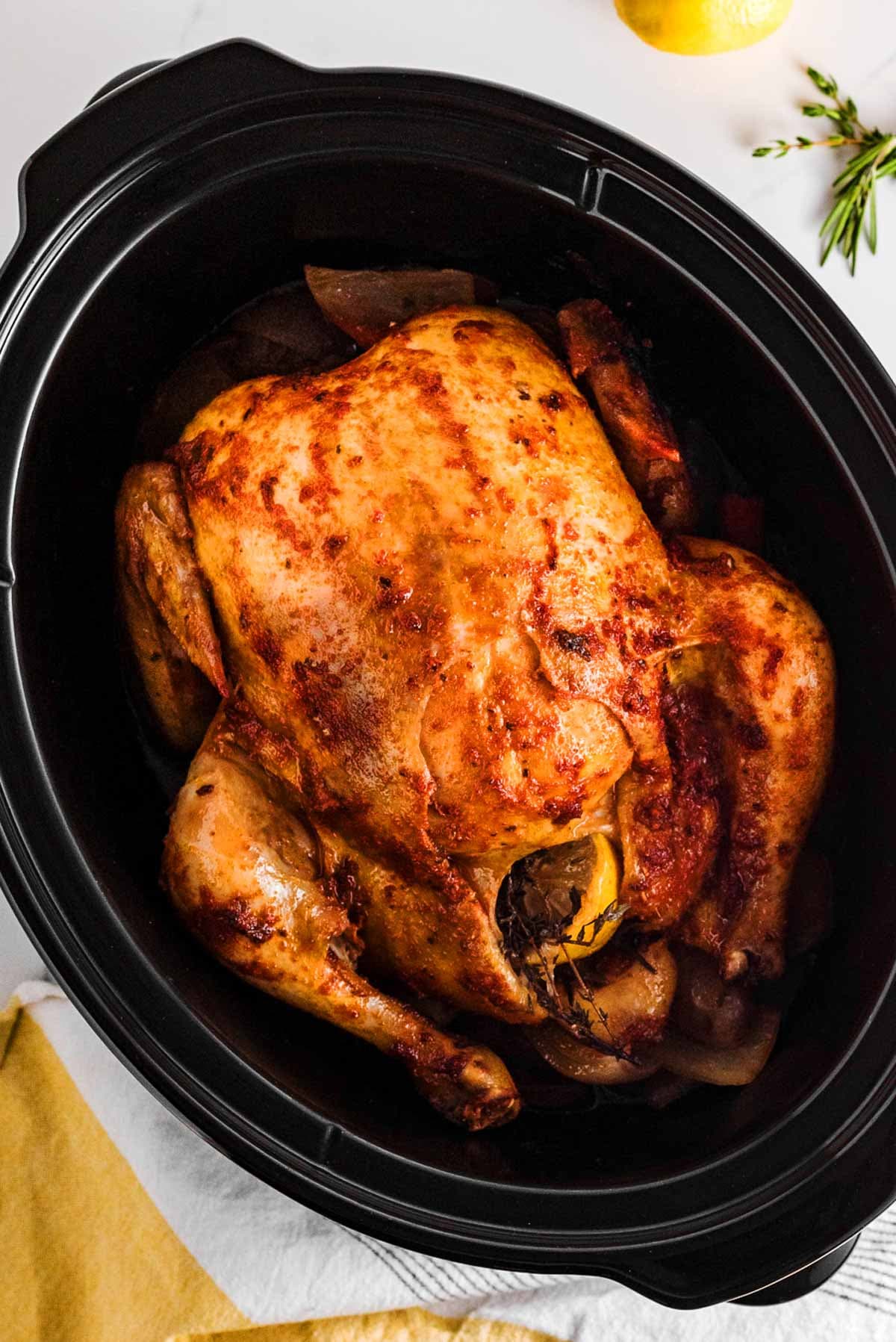 Crockpot Whole Chicken with Lemon-Herb Butter Seasoning