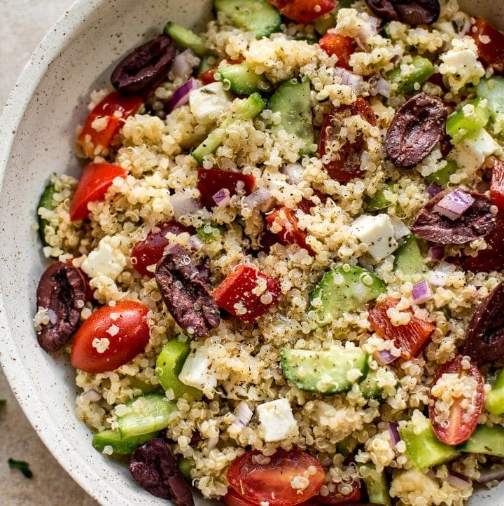 Mediterranean Quinoa Salad With Briny Olives and Crumbly Feta