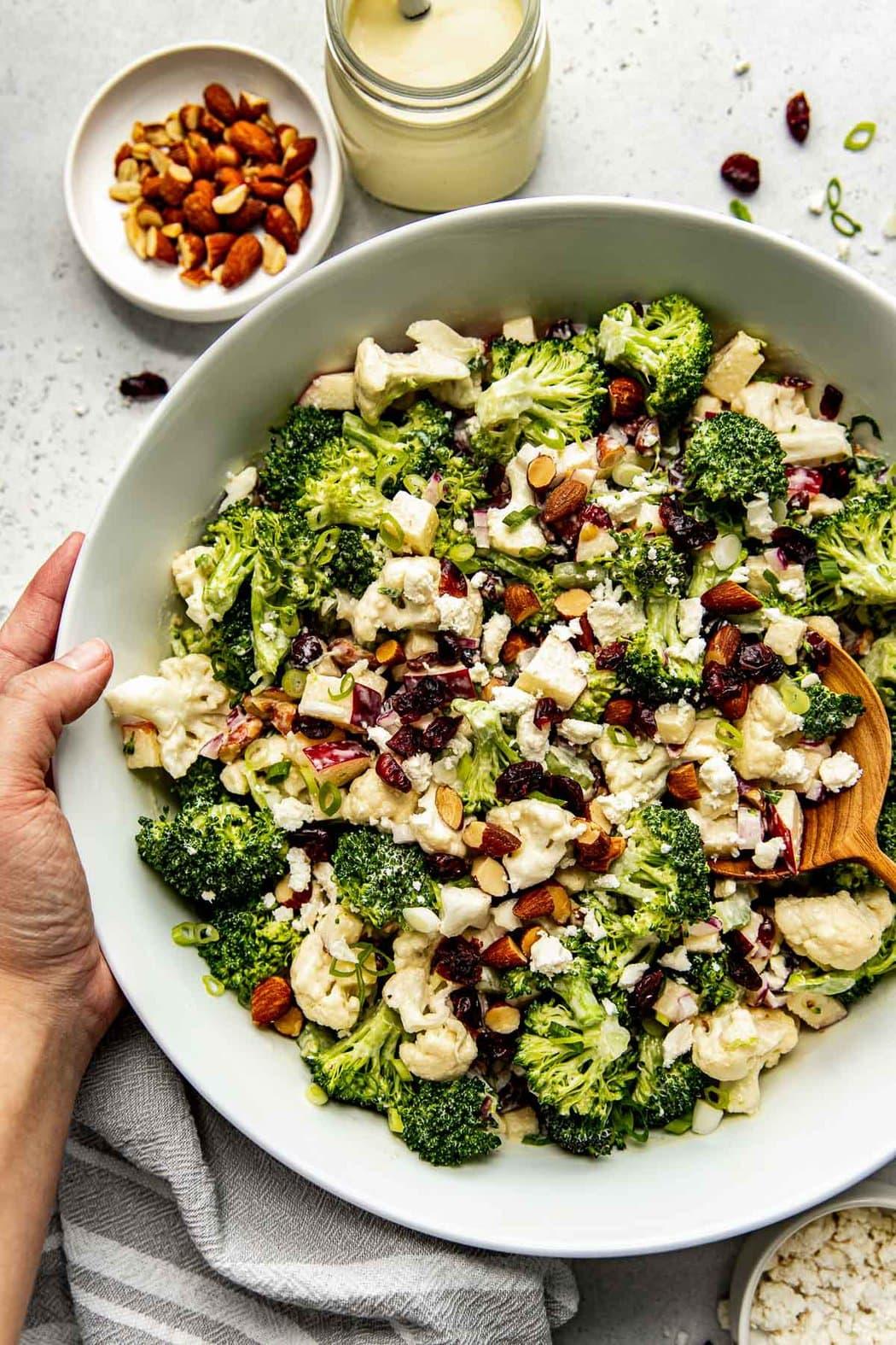 Apple Broccoli Cauliflower Salad with Lemon Dressing
