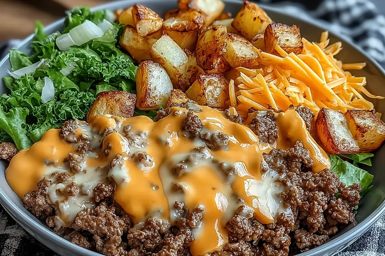 Smash Burger Bowl: Comfort Food with Crispy Potatoes and Savory Beef