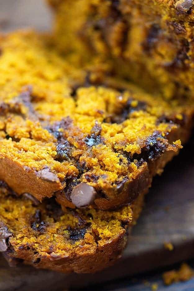 Chocolate Chip Pumpkin Bread With Warm Spice and Melted Chocolate