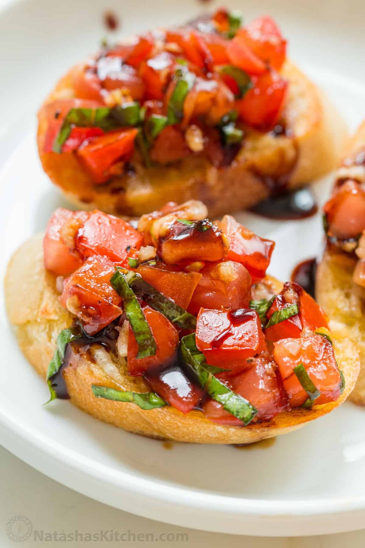 Classic Italian Bruschetta with Parmesan Toasts and Balsamic Glaze