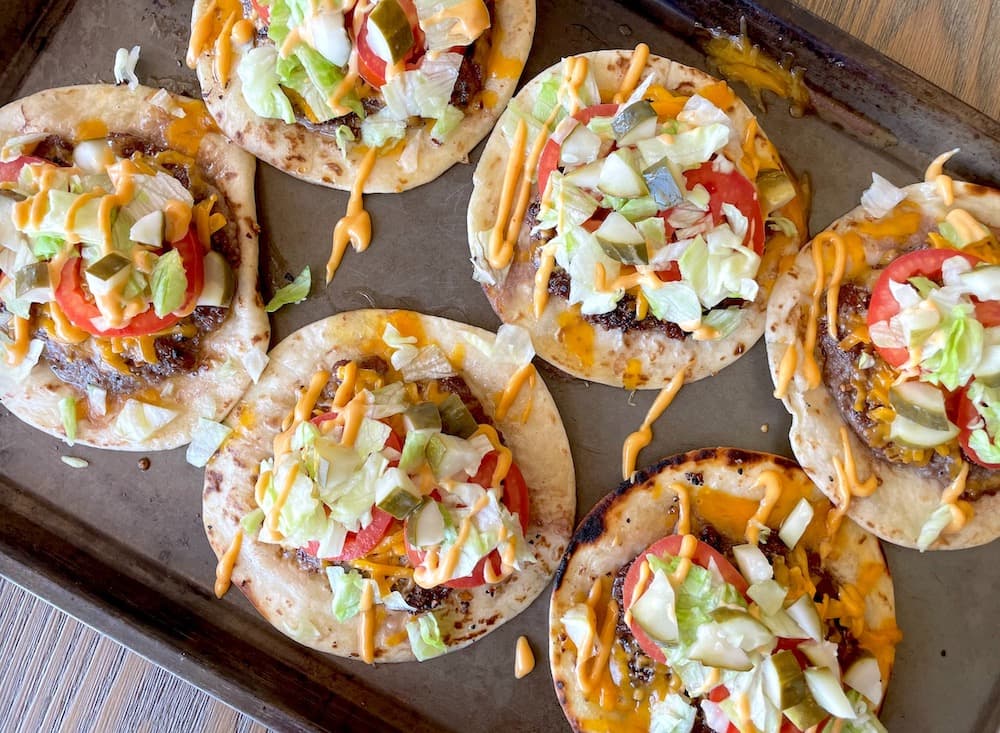 Smashed Cheeseburger Tacos with Crisp Tortillas and Shredded Cheddar