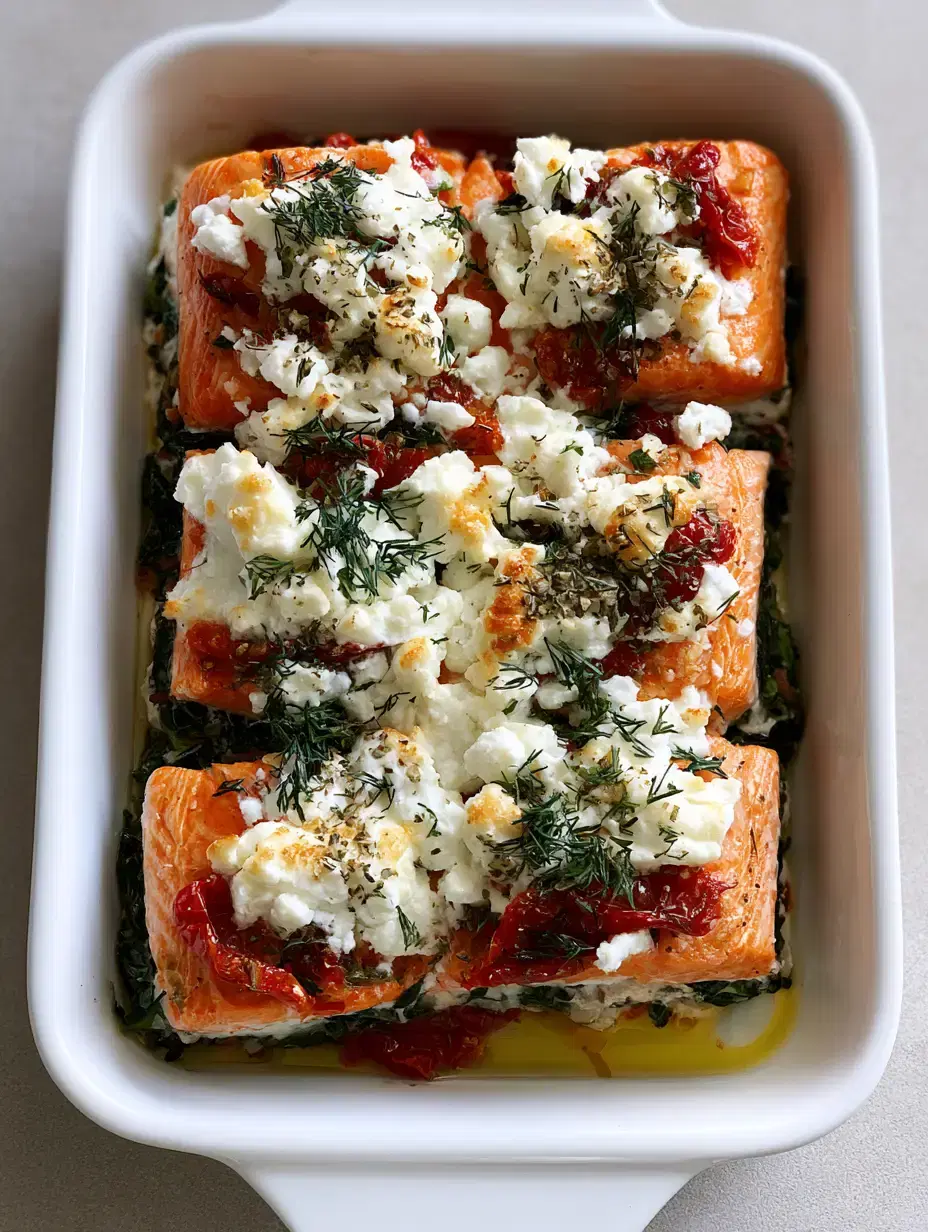 Mediterranean Baked Salmon with Sun-Dried Tomatoes and Feta