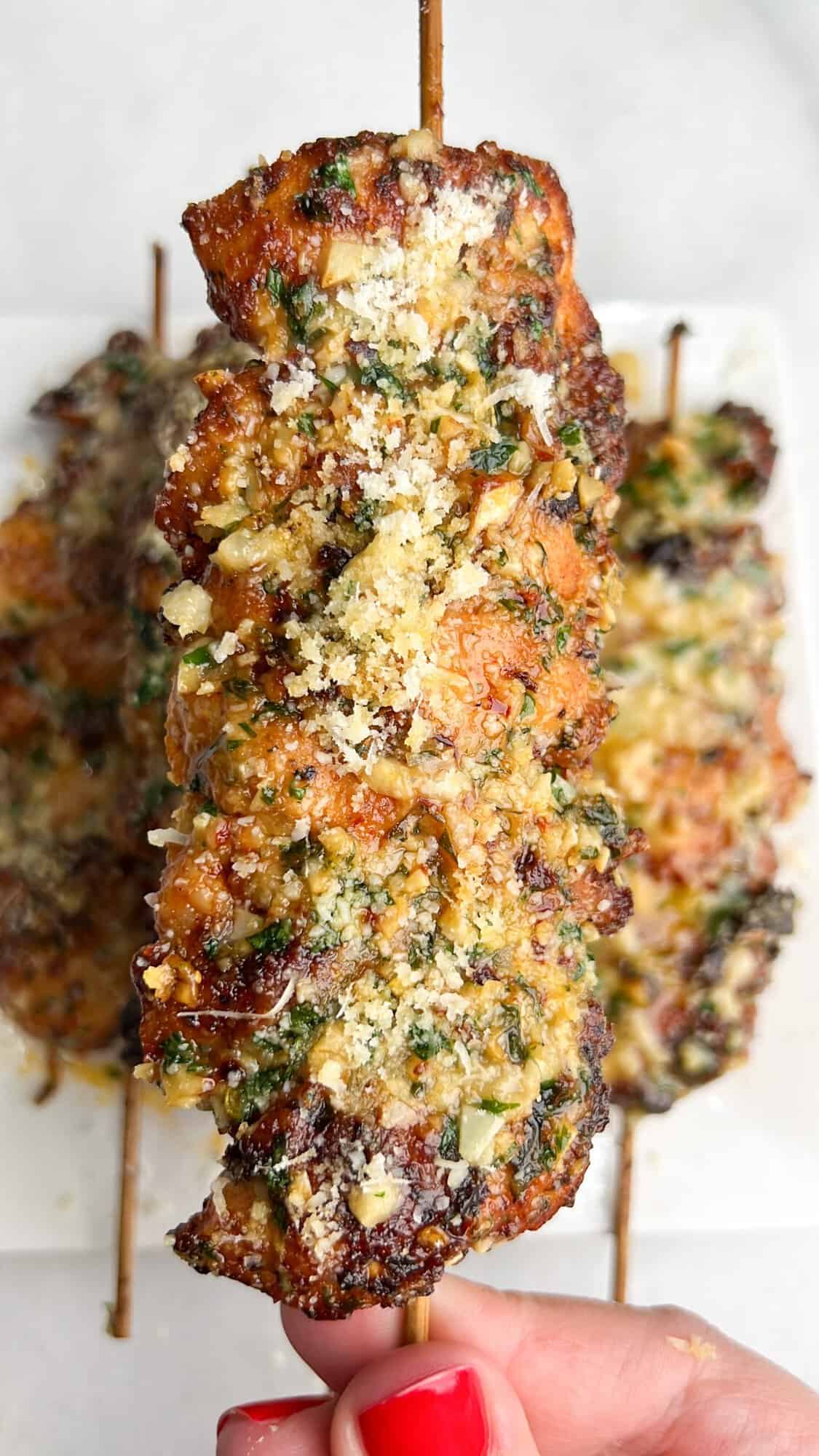Garlic Parmesan Chicken Skewers With Juicy Butter-Basted Chicken