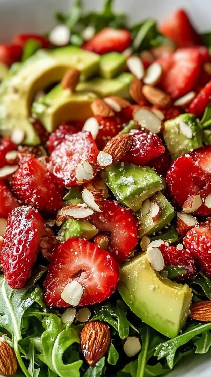 Strawberry Crunch Salad: A Vibrant Mix of Sweet Strawberries and Creamy Avocado