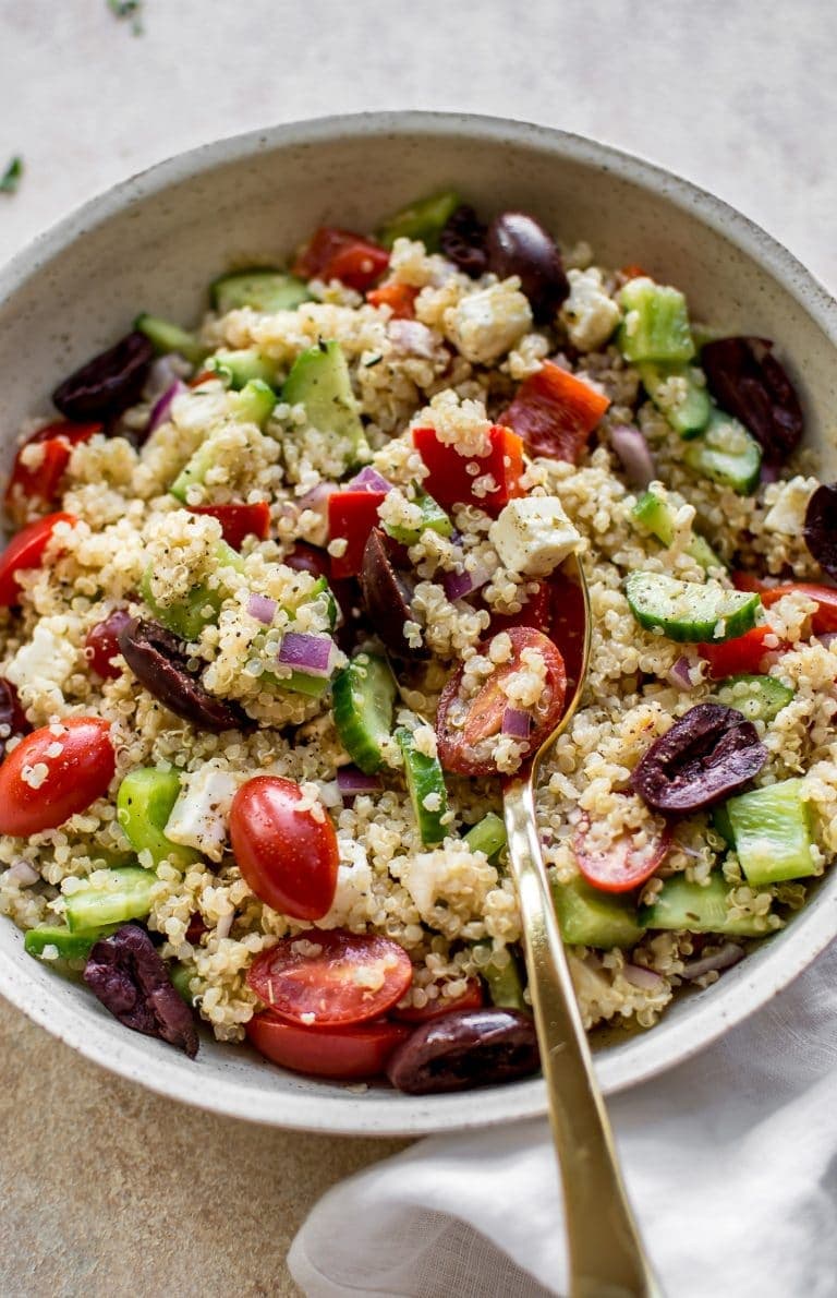 Mediterranean Quinoa Salad With Briny Olives and Crumbly Feta