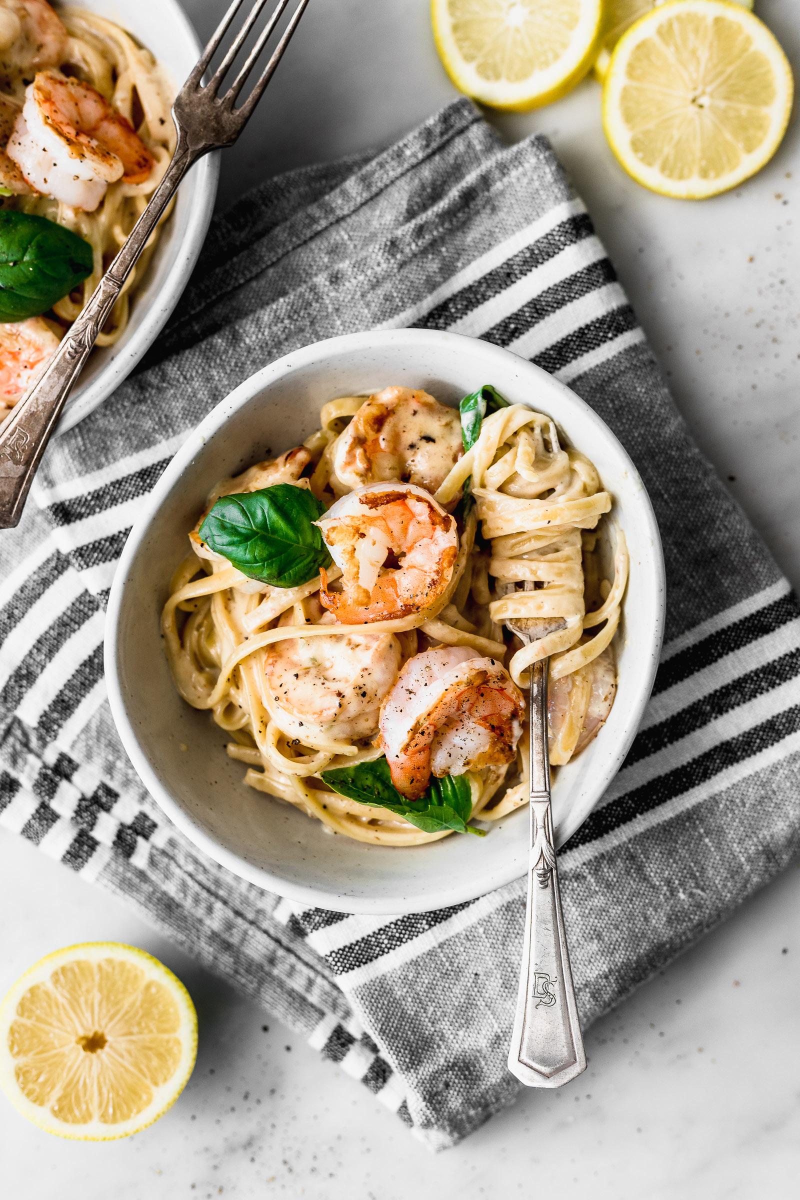 Lemon Shrimp Pasta with Basil