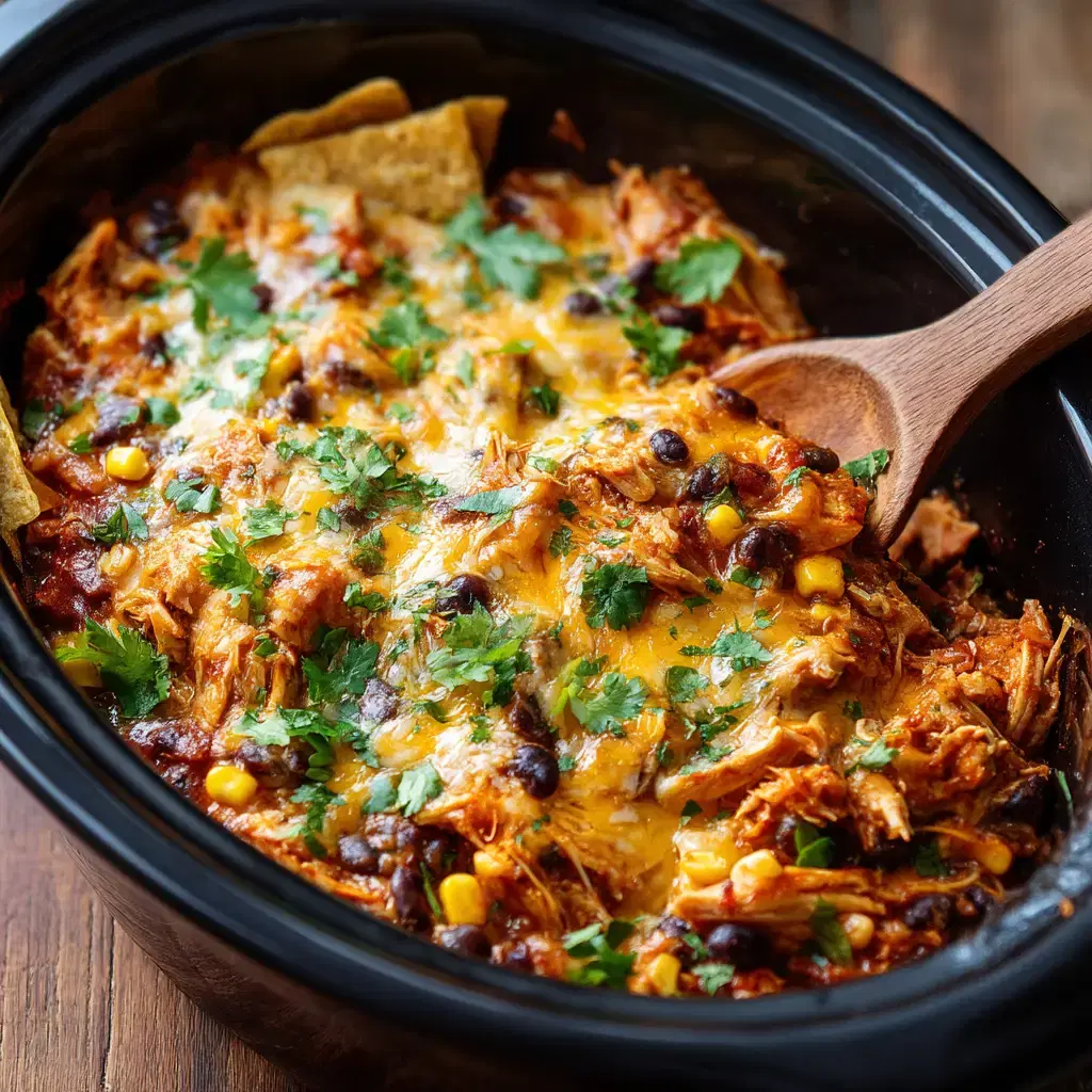 Crockpot Chicken Enchilada Casserole