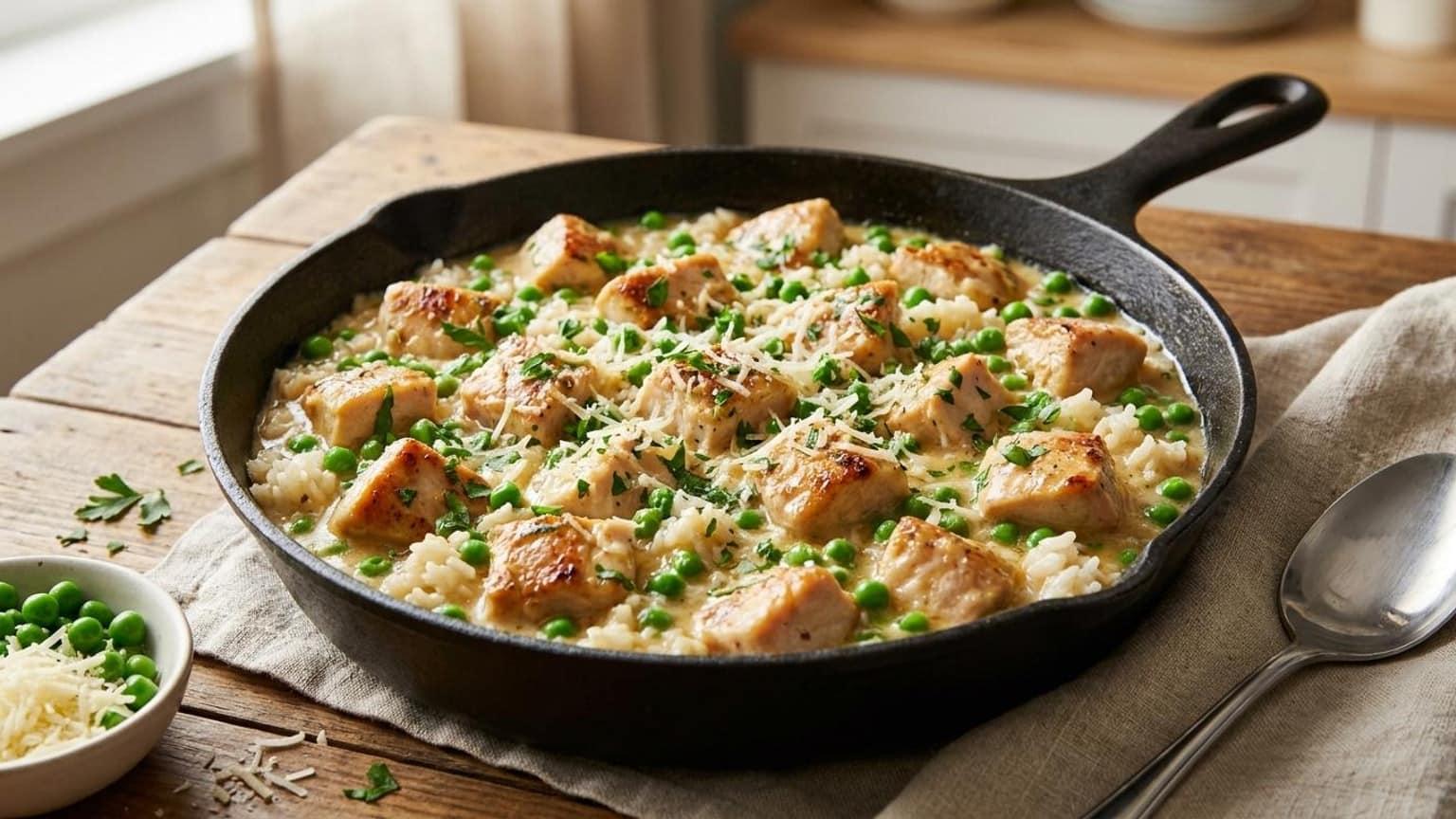 Quick Creamy Chicken and Rice Skillet: Cozy One-Pan Dinner with Parmesan Sauce