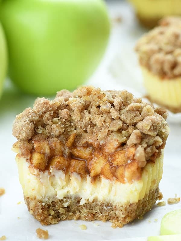 Apple Crisp Mini Cheesecakes with Cinnamon-Oat Streusel
