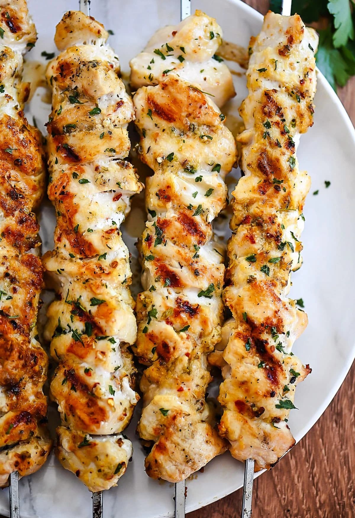 Garlic Parmesan Chicken Kebabs with Tangy Lemon and Herbs