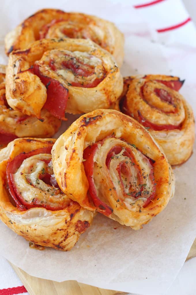 Ham & Cheese Roll Ups with Golden Puff Pastry and Cheddar