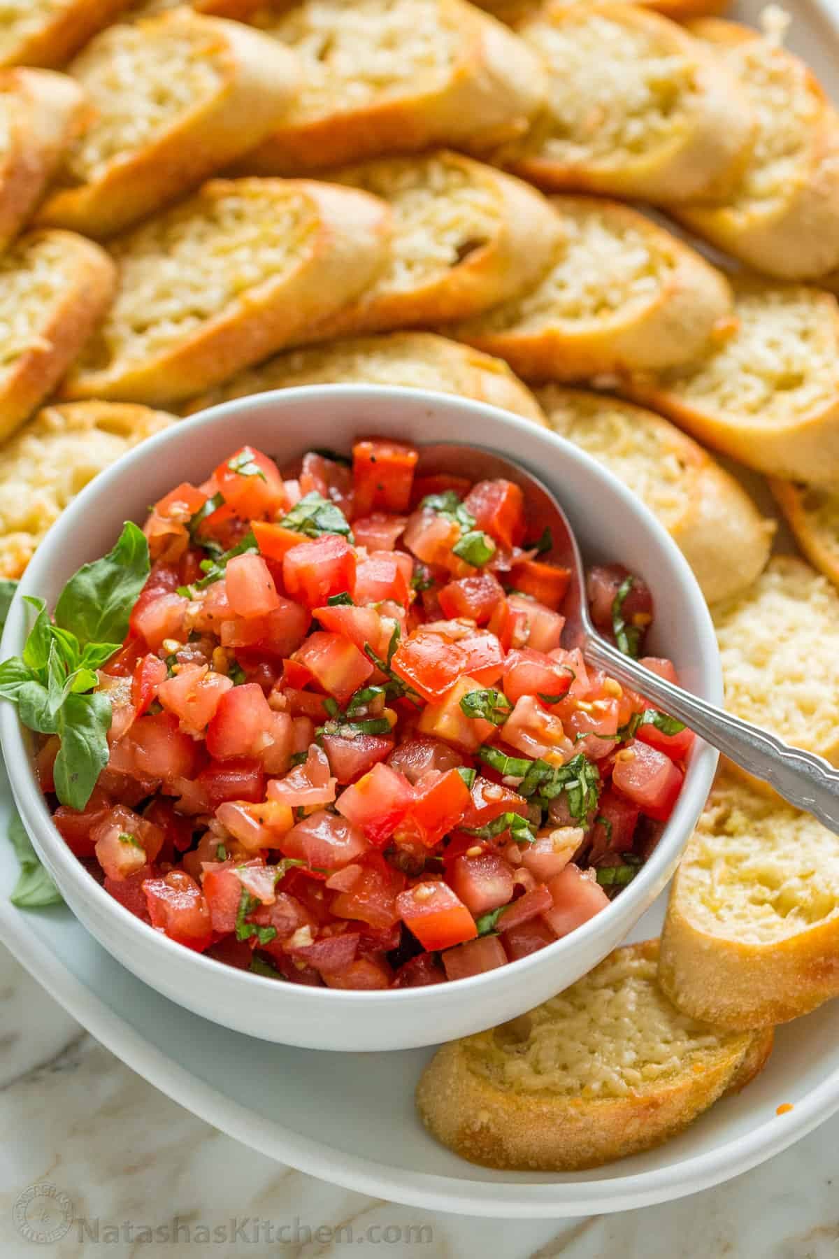 Classic Italian Bruschetta with Parmesan Toasts and Balsamic Glaze