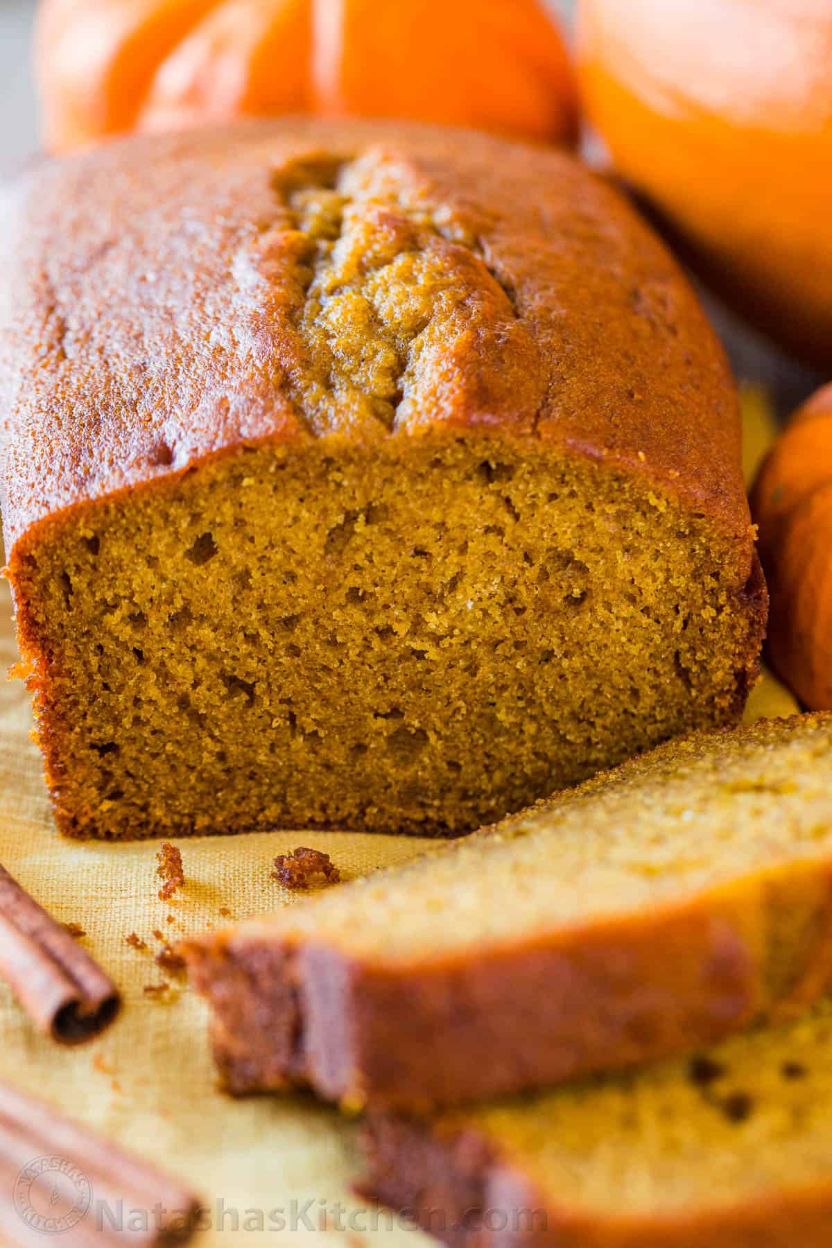 Pumpkin Bread with Warm Cinnamon, Cloves, and Nutmeg