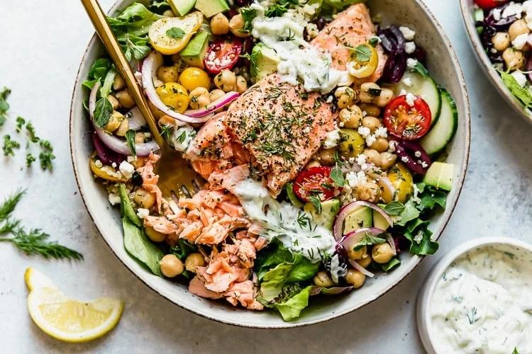 Mediterranean Quinoa Bowl with Salmon