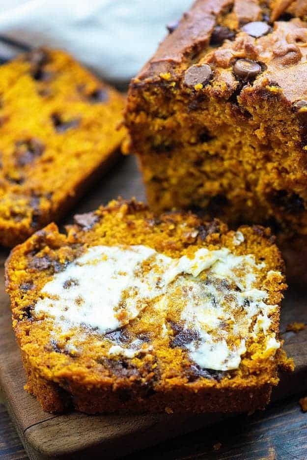 Chocolate Chip Pumpkin Bread With Warm Spice and Melted Chocolate