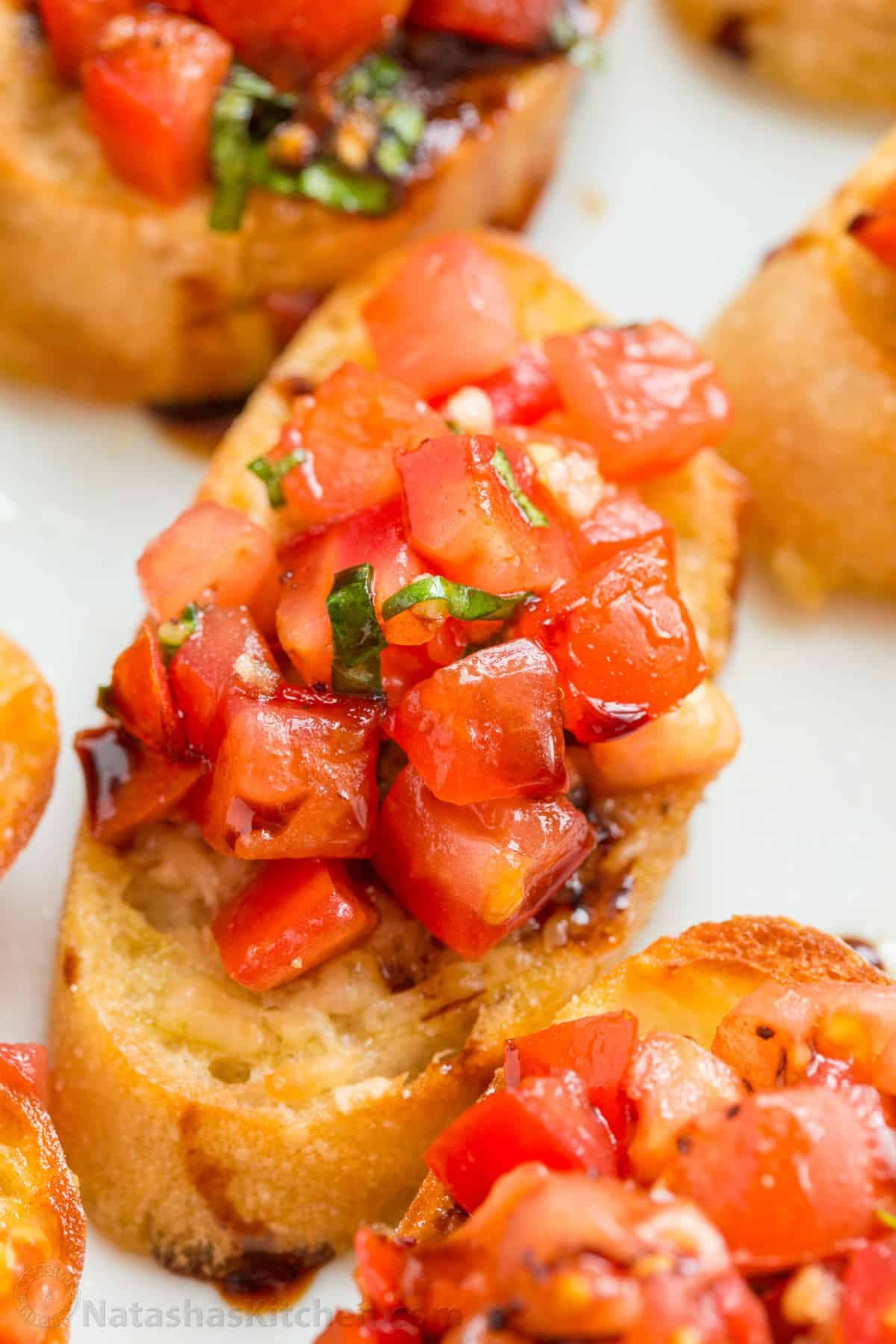 Classic Italian Bruschetta with Parmesan Toasts and Balsamic Glaze