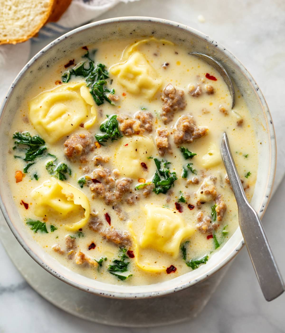 Creamy Sausage Tortellini Soup With Kale and Italian Sausage