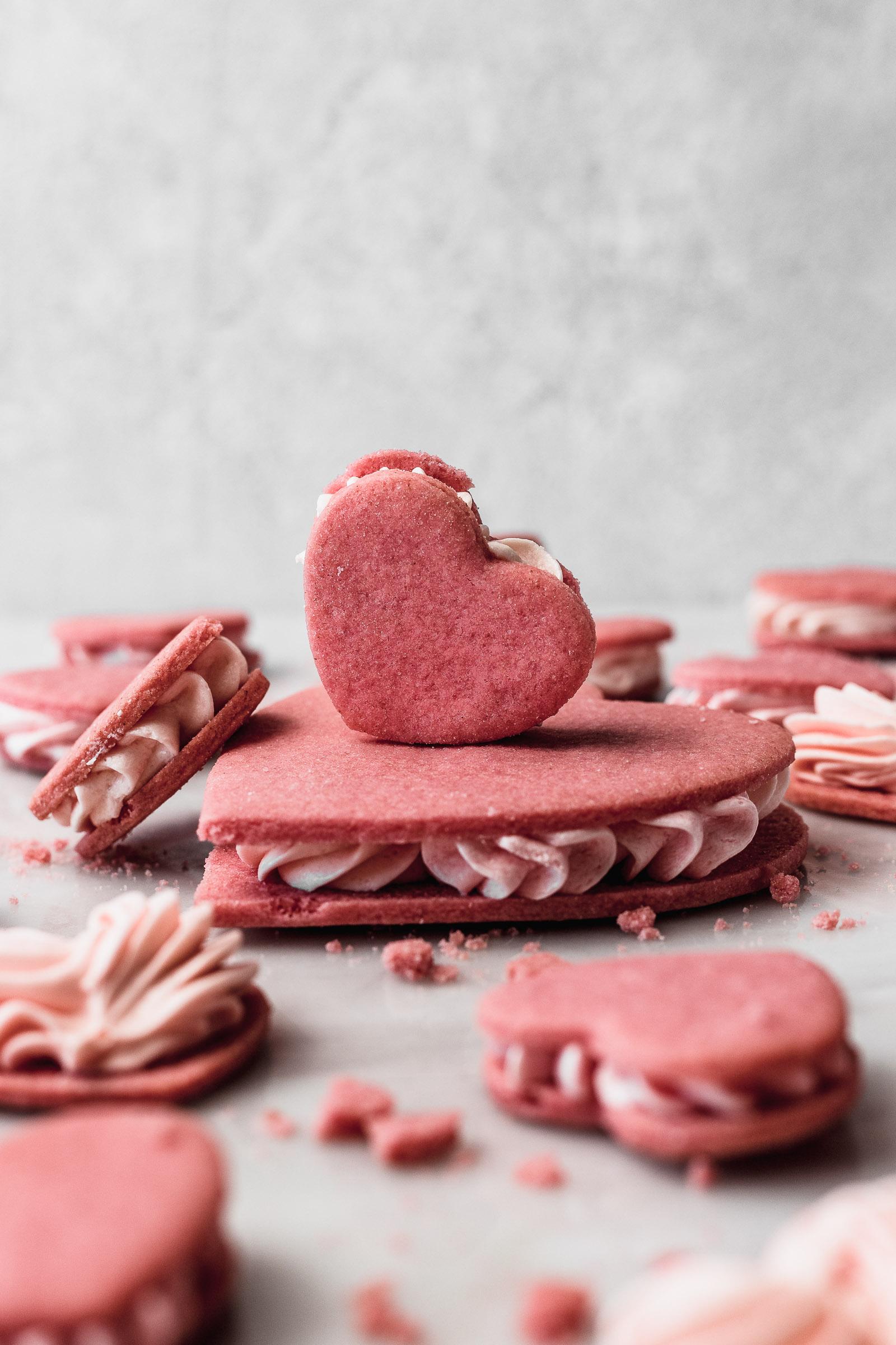 Heart Cookie Sandwiches with Cream Cheese Buttercream