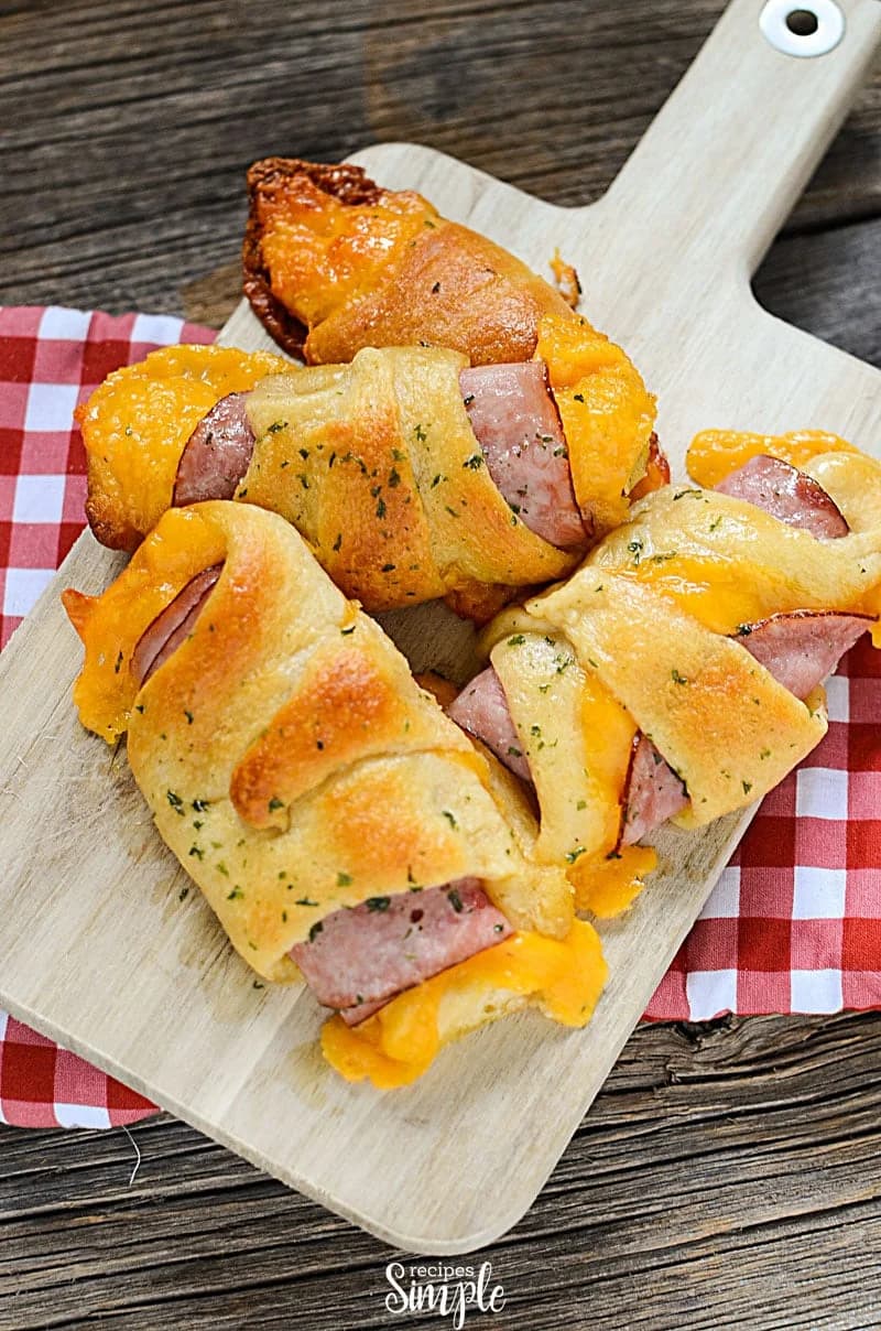 Ham and Cheddar Crescent Roll-Ups with Golden Garlic-Parsley Tops