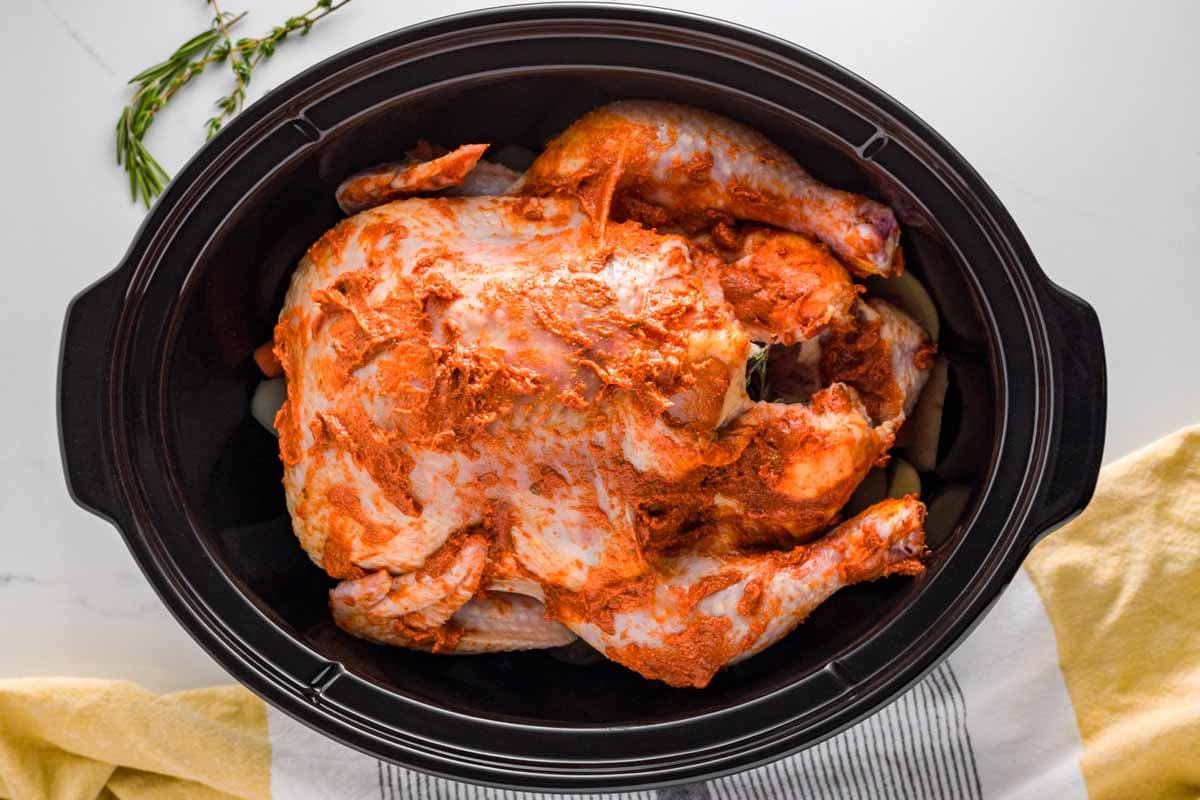 Crockpot Whole Chicken with Lemon-Herb Butter Seasoning