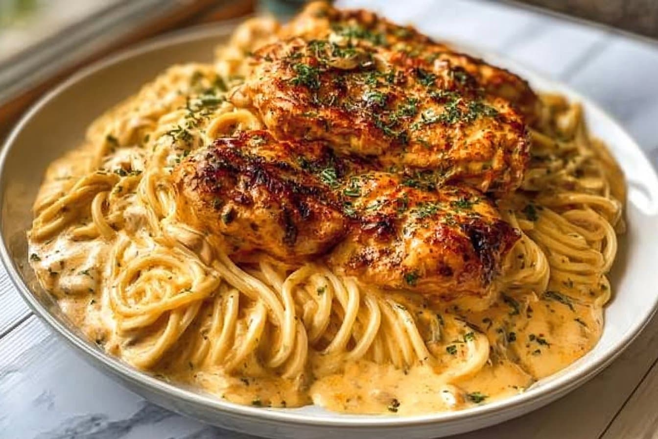 Cowboy Butter Chicken Spaghetti: Creamy Three-Cheese Comfort Food