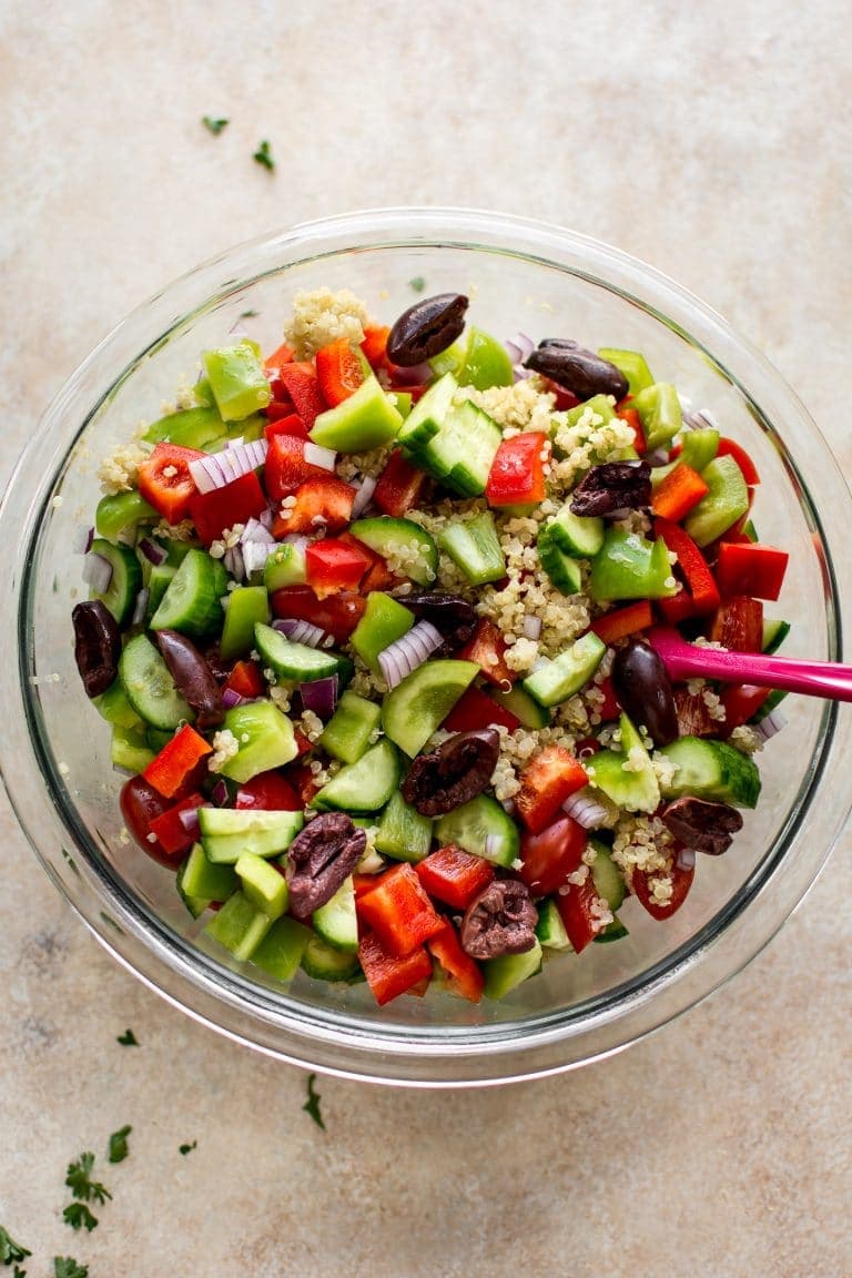 Mediterranean Quinoa Salad With Briny Olives and Crumbly Feta
