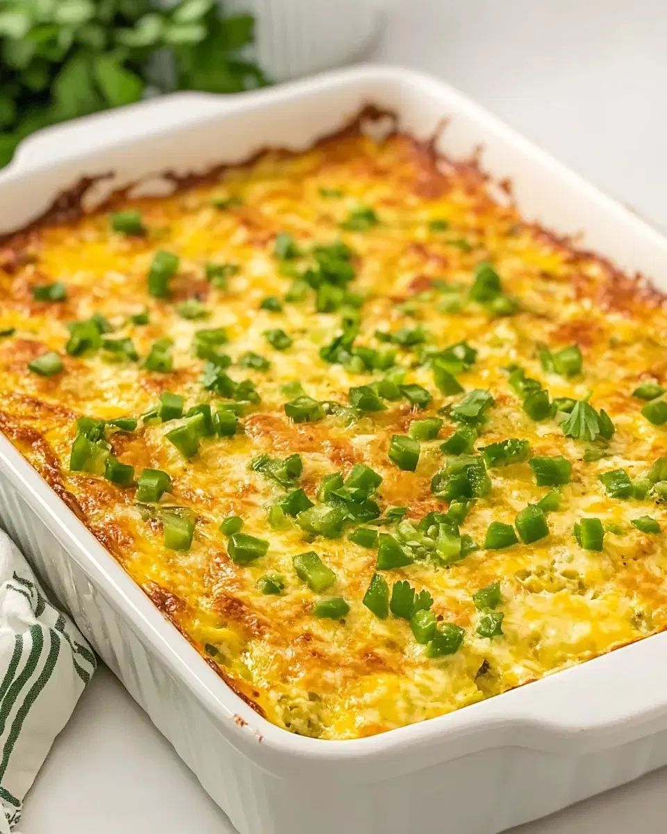Cheesy Green Chile Breakfast Casserole with Creamy Cottage Cheese and Cheddar-Jack
