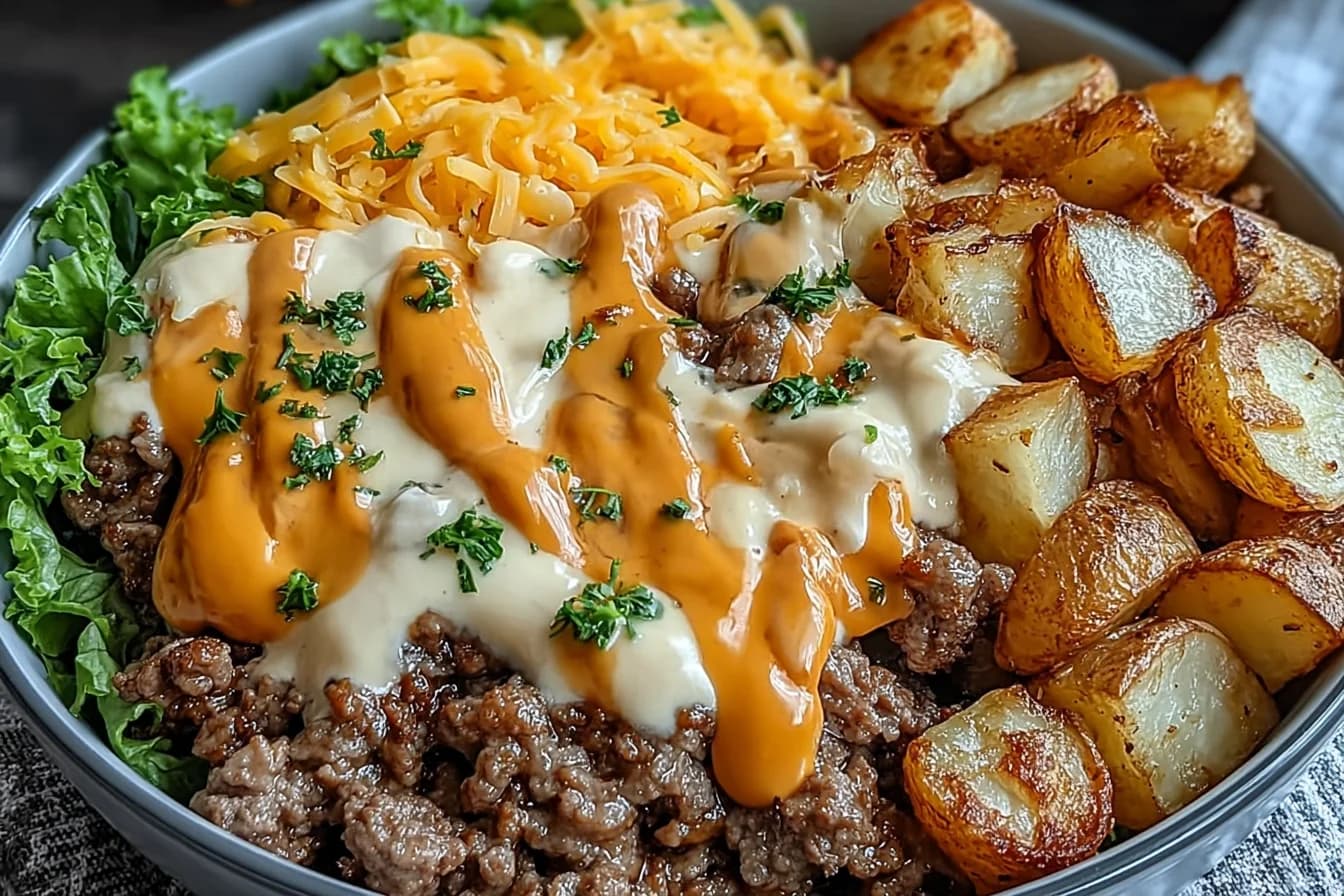Smash Burger Bowl: Comfort Food with Crispy Potatoes and Savory Beef