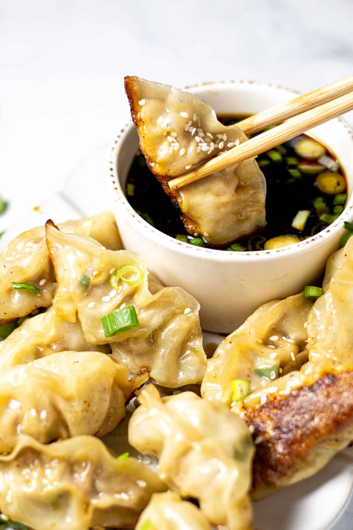 Pork Dumplings with Crisp Golden Bases and Tender Pork Filling