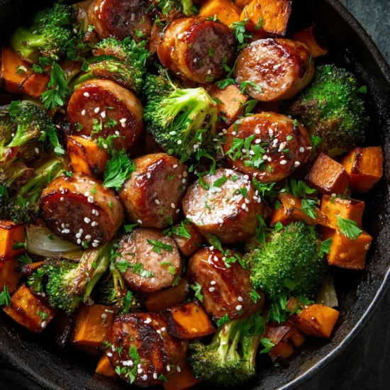 Honey Garlic Sausage and Sweet Potato Sheet Pan Dinner